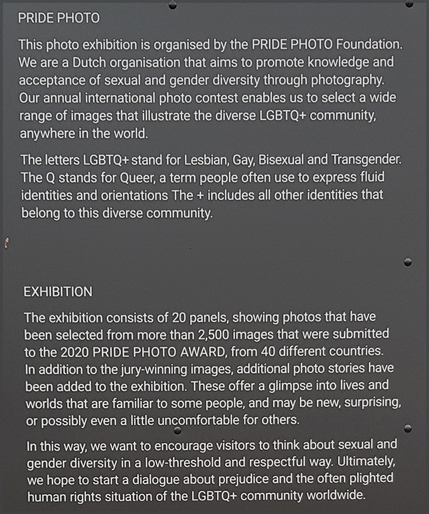 Photo exposition by PRIDE PHOTO Foundation on int'l LGBTQ+ communities