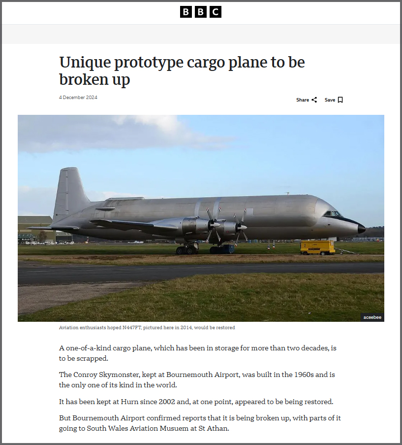 CL-44 N447FT Skymonster broken up (2024)