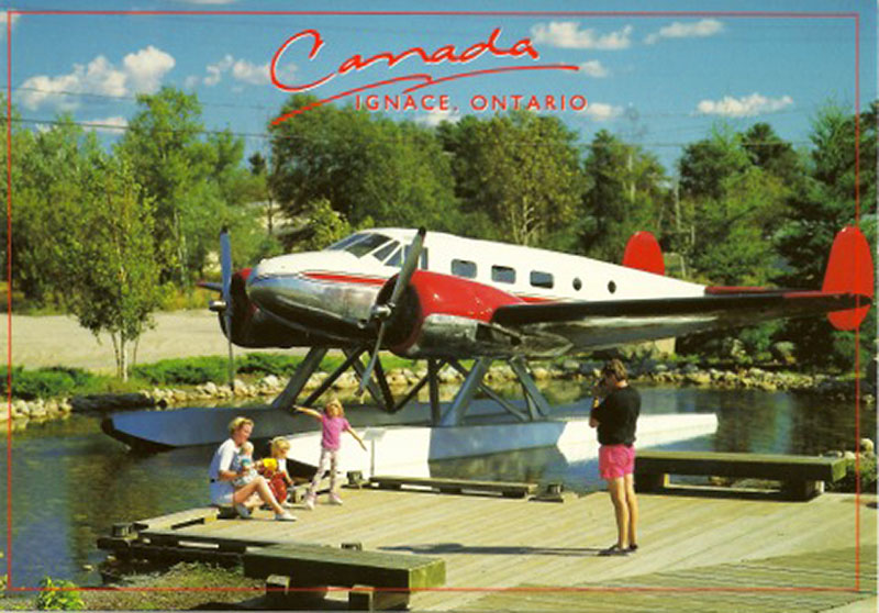 Postcard Beech 18 CF-WUH at Ignace