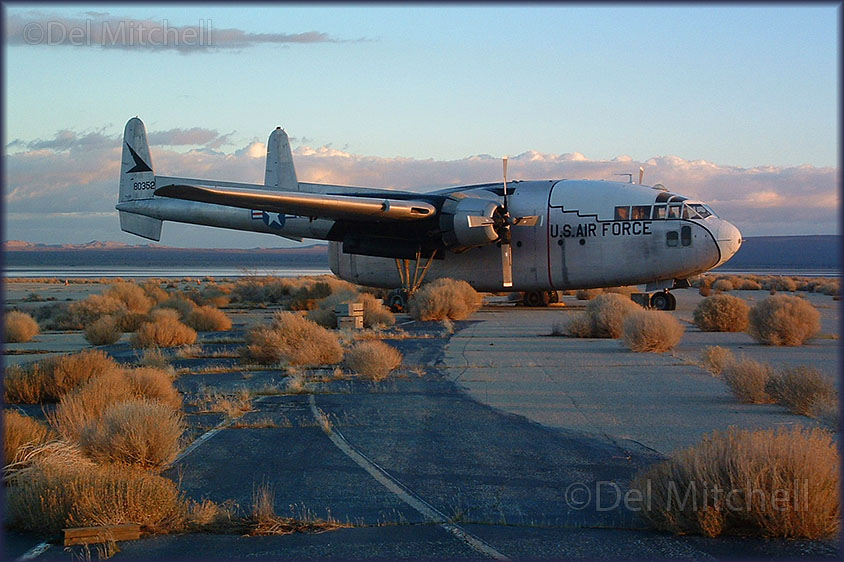 C-119 48-0352 at Edwards, by Del Mitchell (copyright)