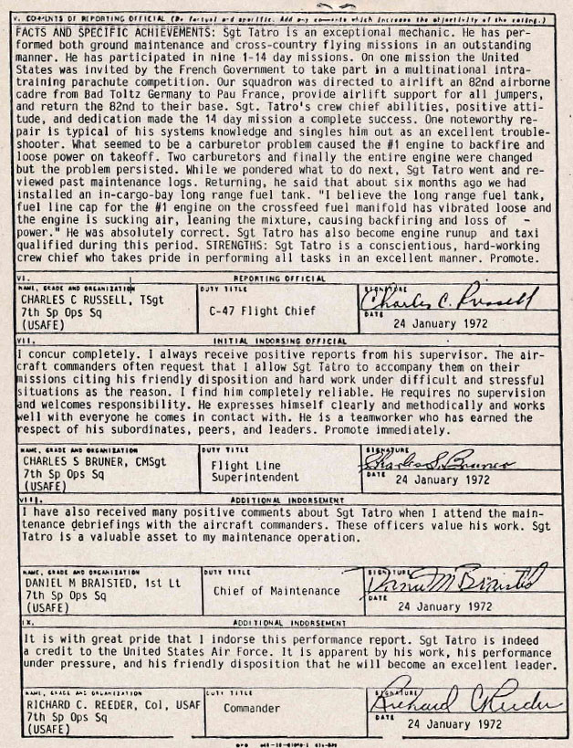 Performance Report (military) Gordon Tatro