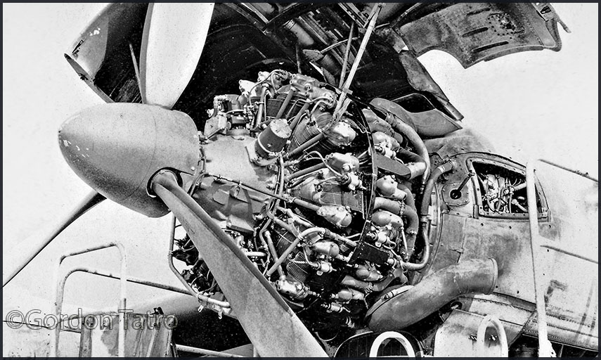 C-121 engine open for maintenance; by Gordon Tatro