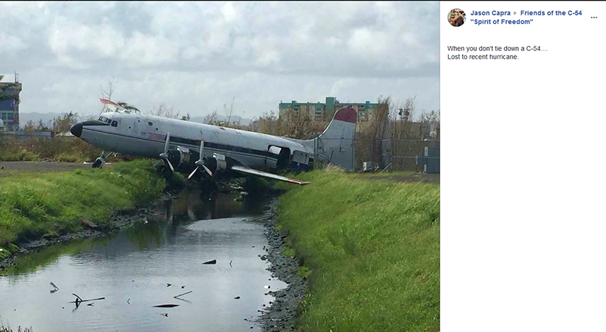 DC-4 N406WA destroyed by Hurricane Irma at San Juan,PR 2017