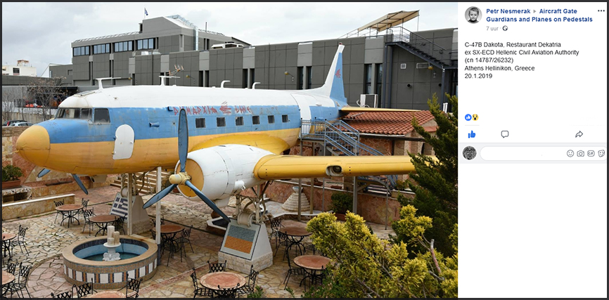 C-47 Dakota at Thens' restaurant Dekatria