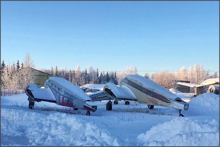 Twin Beeches N888E and N8062H stored at Big Lake,AK