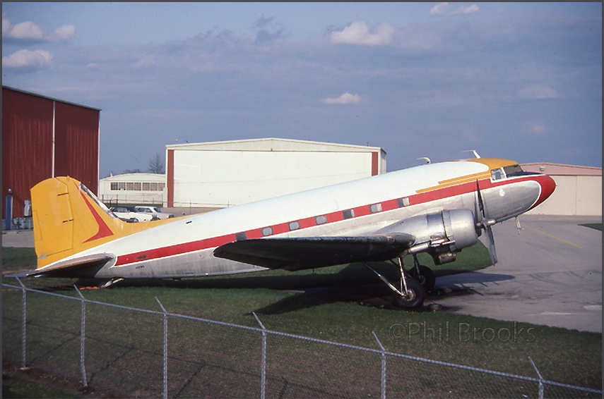 Impounded C-47 N62WS at Indianapolis, April 1983, copyright Phil Brooks