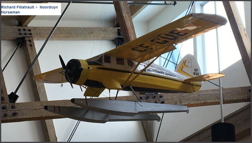Noorduyn Norseman CF-GUE hanging in terminal of Sandspit,BC