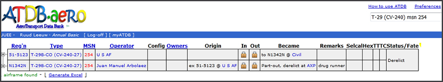 Convair T-29 15123 at Acklins Island