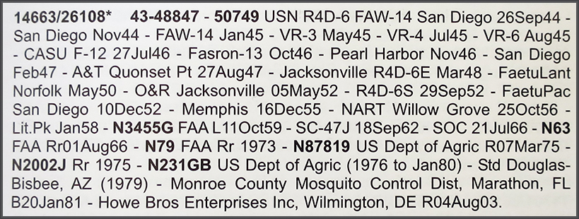 History of SC-47J N231GB