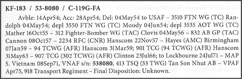 C-119 c/n plate 53-8080