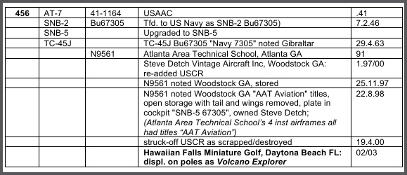 Twin Beech AT-7, c/n 456 - history by Geoff Goodall