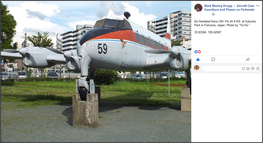 deHavilland Heron DH.114 preserved at Fukuoka