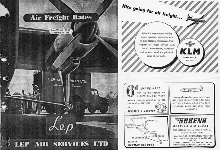 Air Freight Rates 1951 adverts