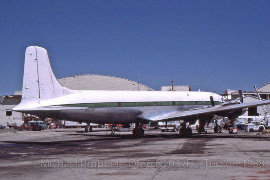 DC-6 N1037F at Tucson with Central Air Services (April 1988)