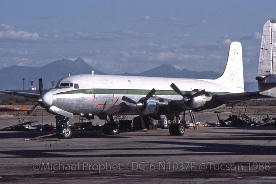 DC-6 N1037F at Tucson with Central Air Services (April 1988)