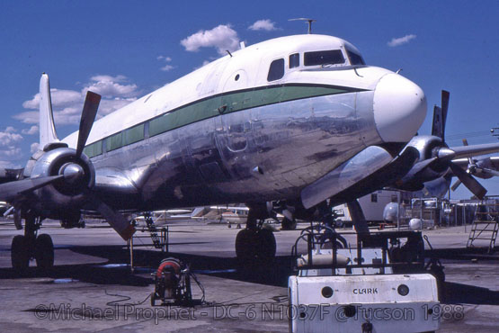 DC-6 N1037F of Central Air Servives at Tucson,AZ (1988)