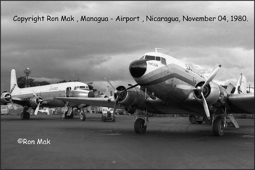 Propliners at Managua IPA, 1980 (Copyright Ron Mak)