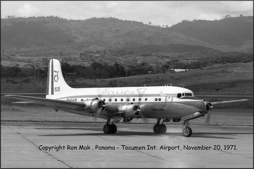 C-54B 625 of Faucett Peru at Panama IAP, by Ron Mak (1971)