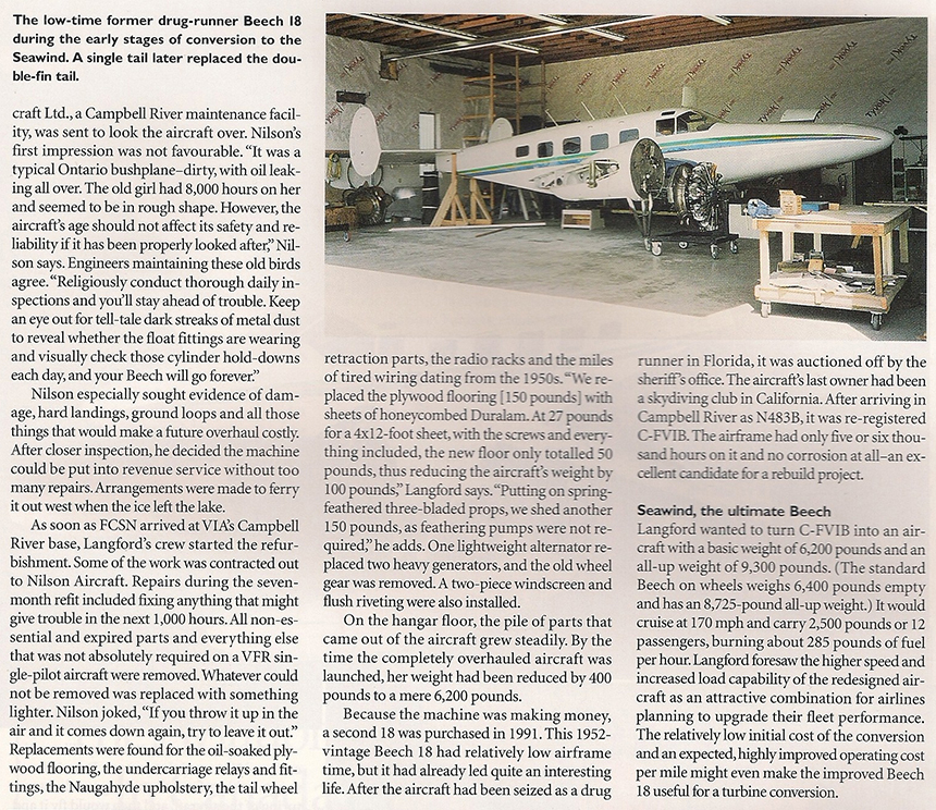 Larry Langford's amazing Coast Beech 18 conversions at Vancouver Island Air, by Dirk Septer